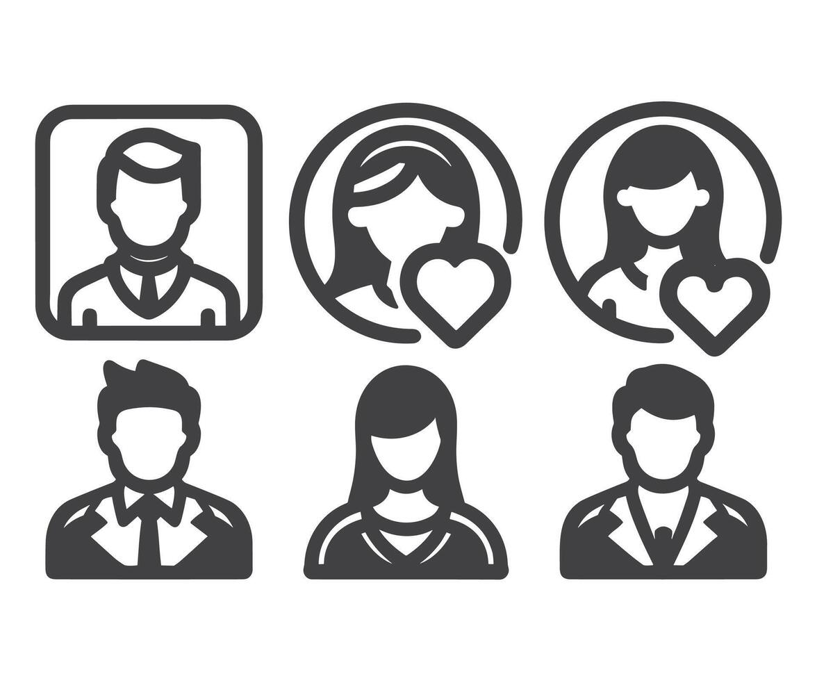avatar perfil icono conjunto incluso masculino y hembra .avatar iconos granito serie. sencillo glifo estilo íconos colocar. vector