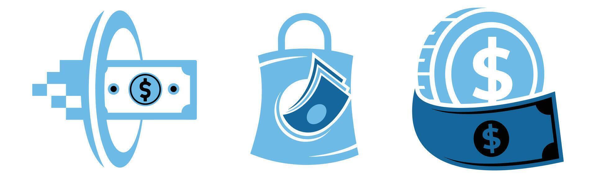 Money bag flat illustration. Dollars and gold coins stack. Wealth and banking icon. Isolated on white vector