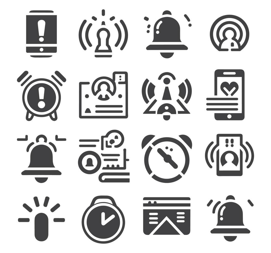 notificación campana icono colocar. darse cuenta mensaje. alarma símbolo.entrante bandeja de entrada mensaje. nuevo mensaje notificaciones iconos vector