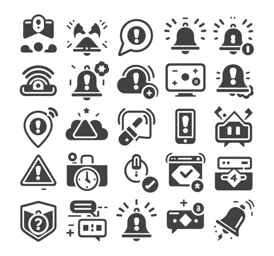 Notification bell icon set. Notice message. Alarm symbol.Incoming inbox message. New message notifications icons. vector