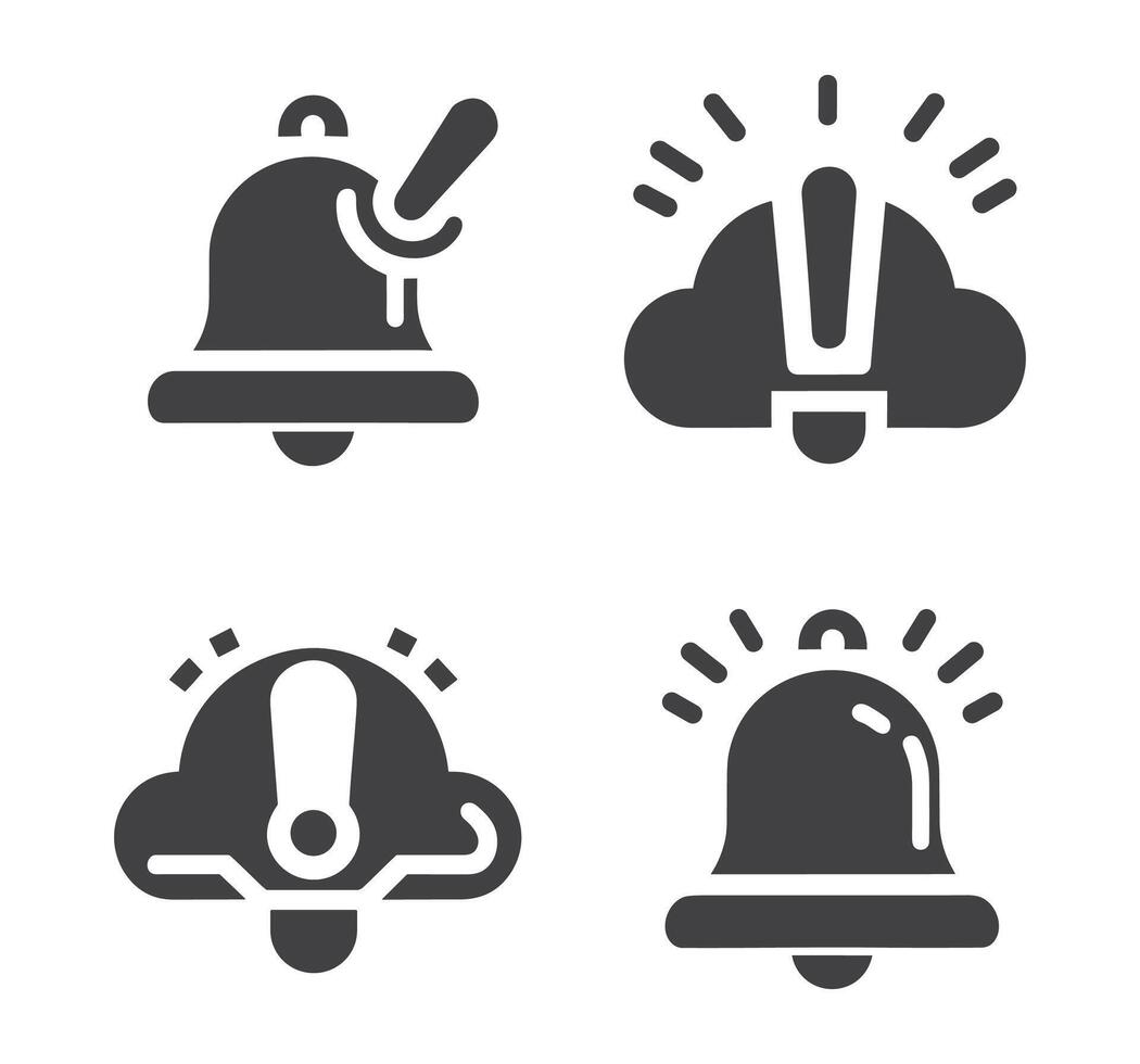 Notification bell icon set. Notice message. Alarm symbol.Incoming inbox message. New message notifications icons. vector