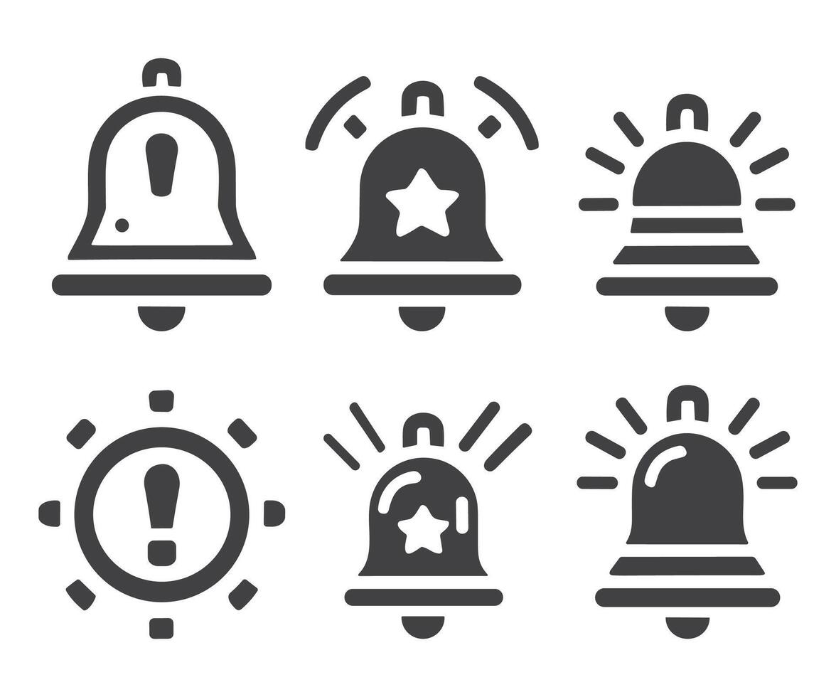 Notification bell icon set. Notice message. Alarm symbol.Incoming inbox message. New message notifications icons. vector
