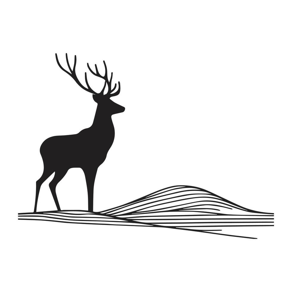 Deer Silhouette on White Background vector