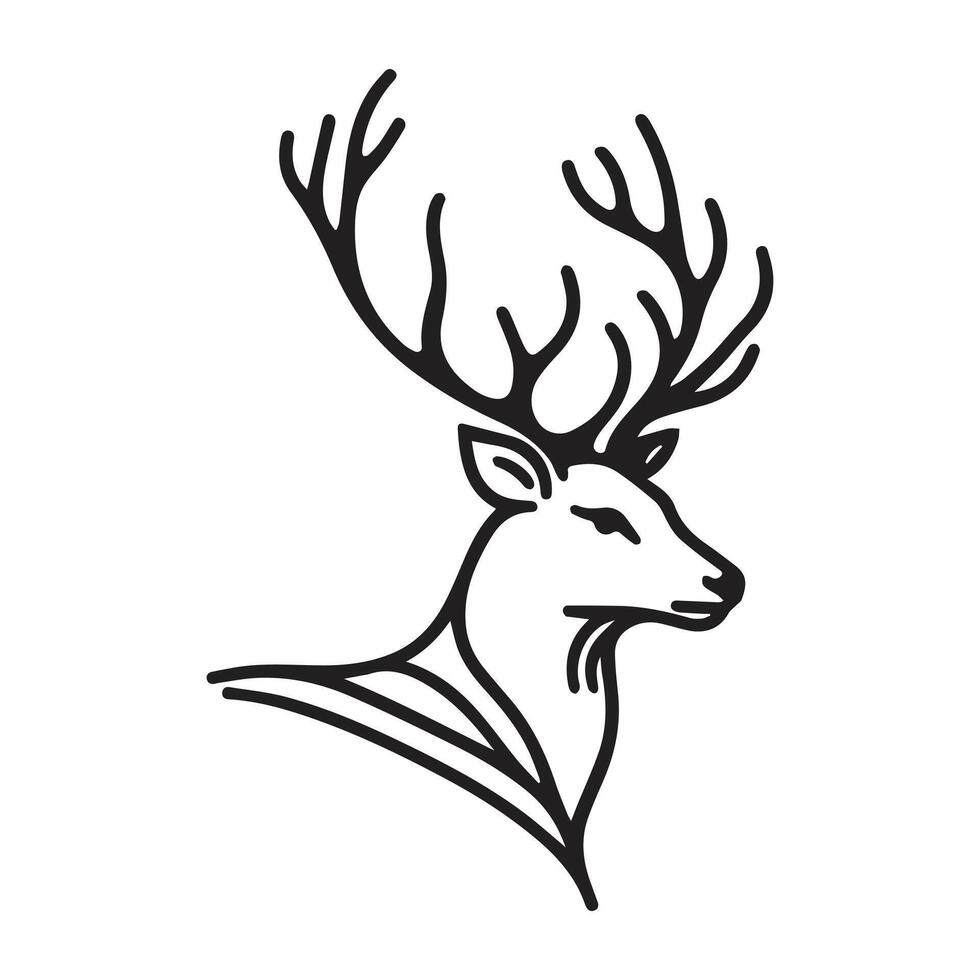 Deer face sketch hand drawn in doodle style illustration vector
