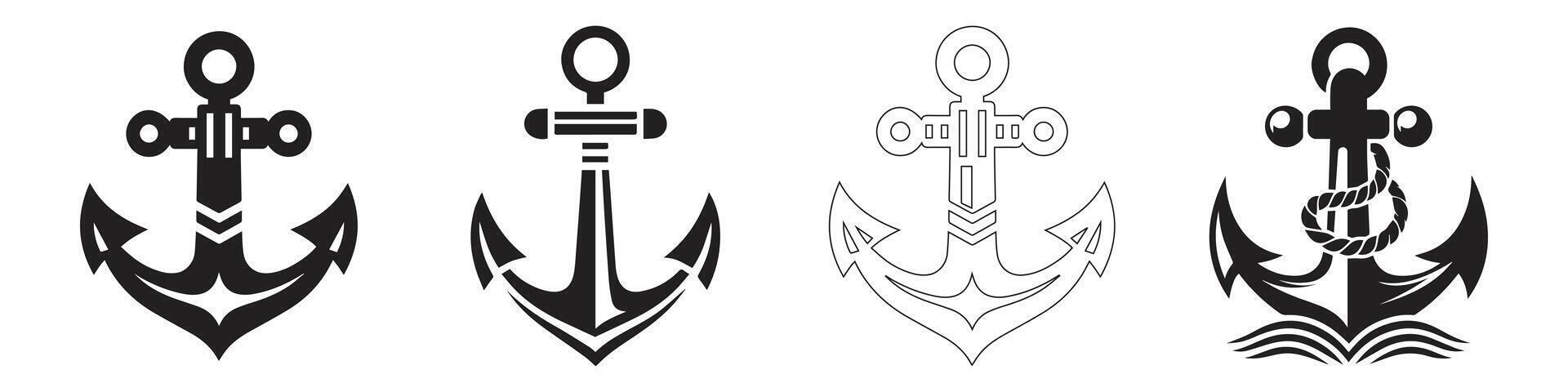 Anchor icon. Anchor Flat icon symbol Vector. Anchor icon set. Anchor symbol set. Anchor marine icon. simple illustration graphic doodle black design vector