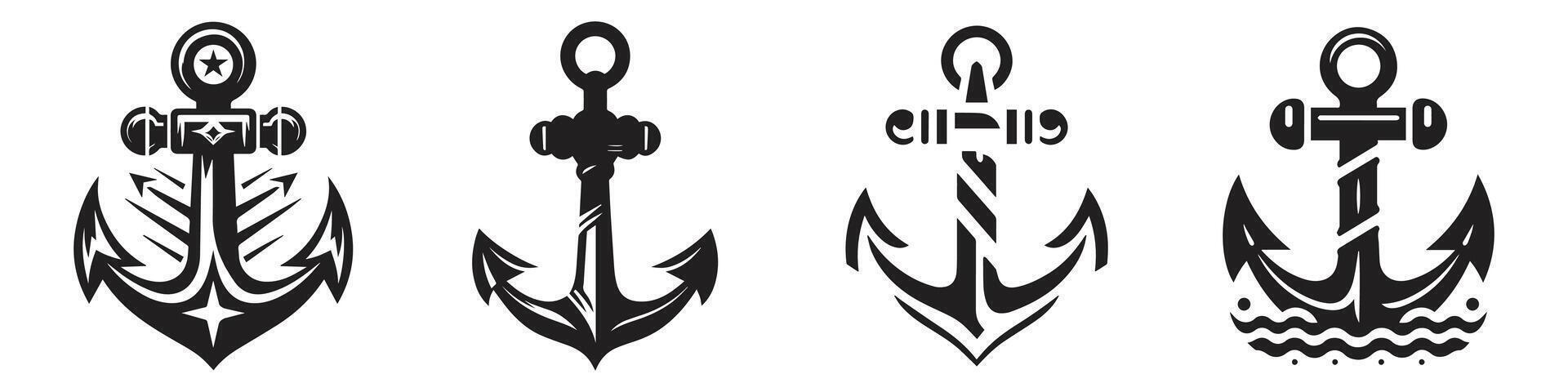 Anchor icon. Anchor Flat icon symbol Vector. Anchor icon set. Anchor symbol set. Anchor marine icon. simple illustration graphic doodle black design vector