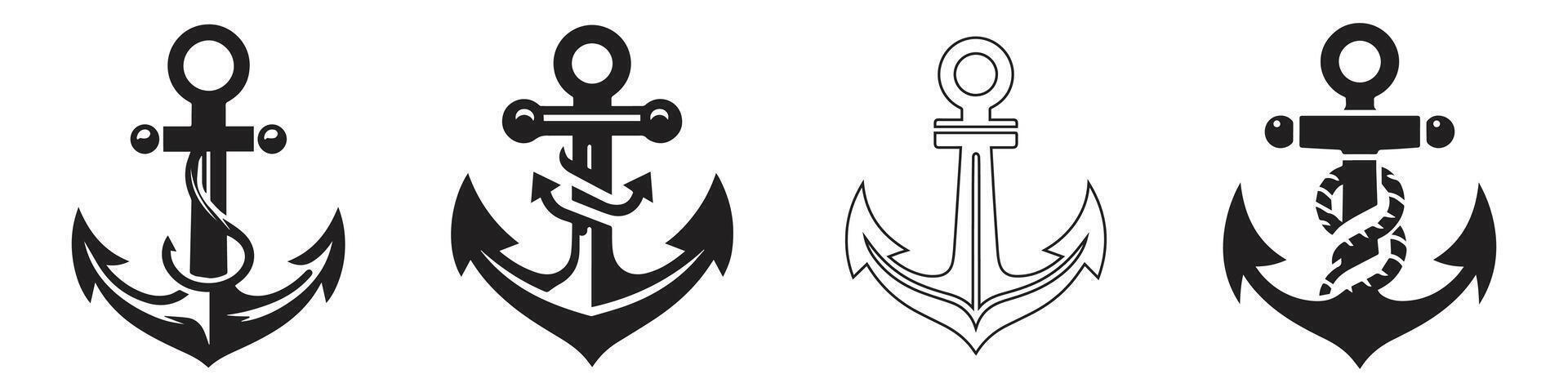 Anchor icon. Anchor Flat icon symbol Vector. Anchor icon set. Anchor symbol set. Anchor marine icon. simple illustration graphic doodle black design vector