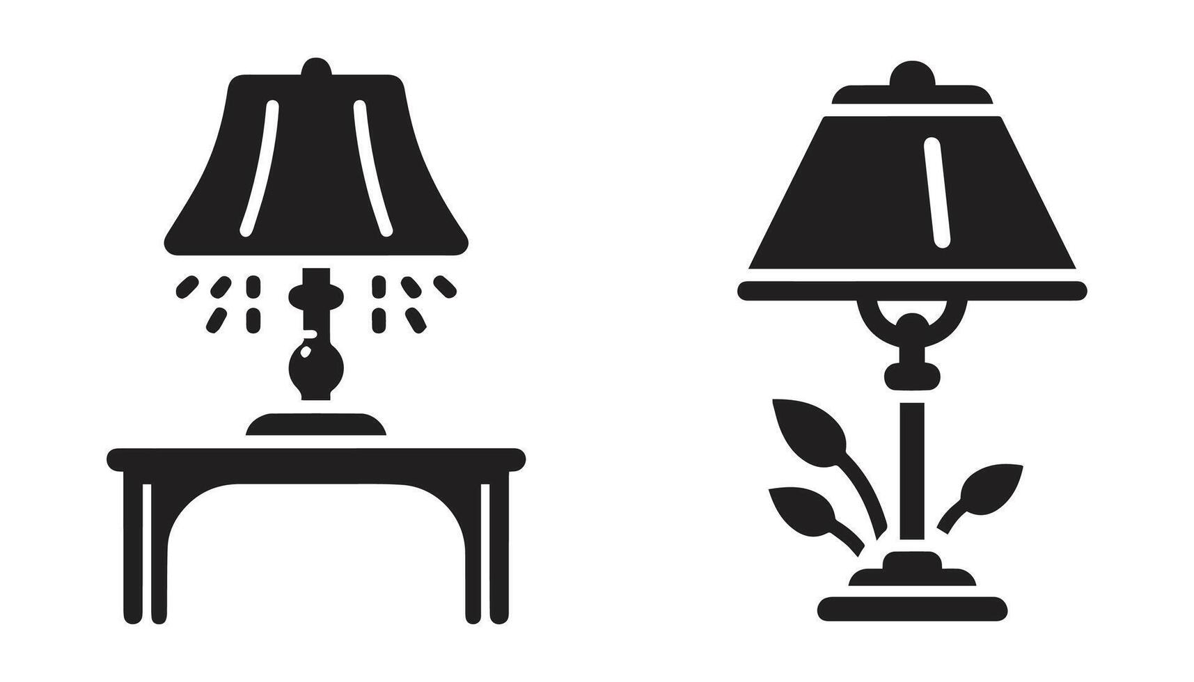 table lamp set. Lamp silhouettes. Desk lamp icon. isolated on a white background vector