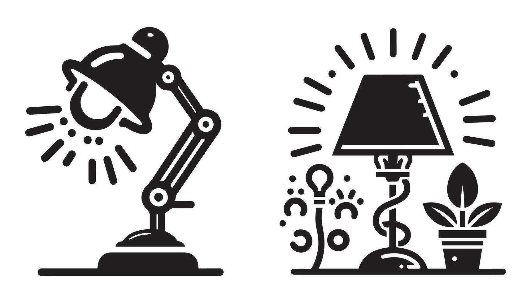 table lamp set. Lamp silhouettes. Desk lamp icon. isolated on a white background vector