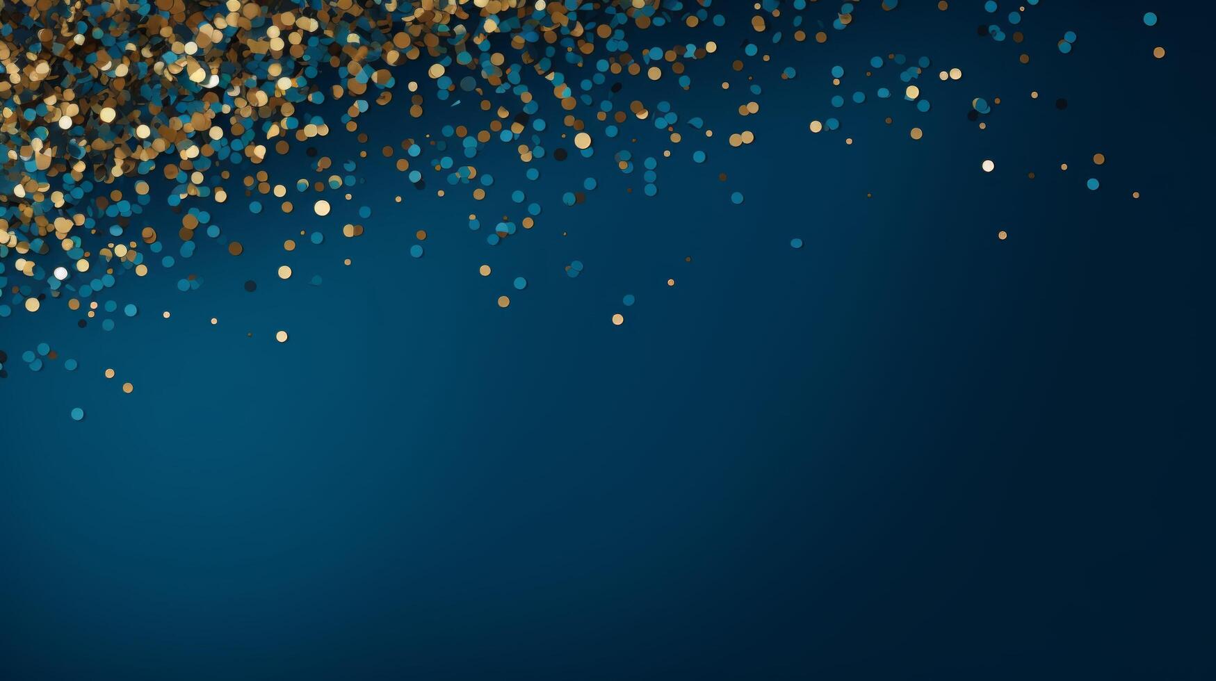 AI generated Abstract Blue Minimalistic Background with Golden Confetti Ample Text Space photo