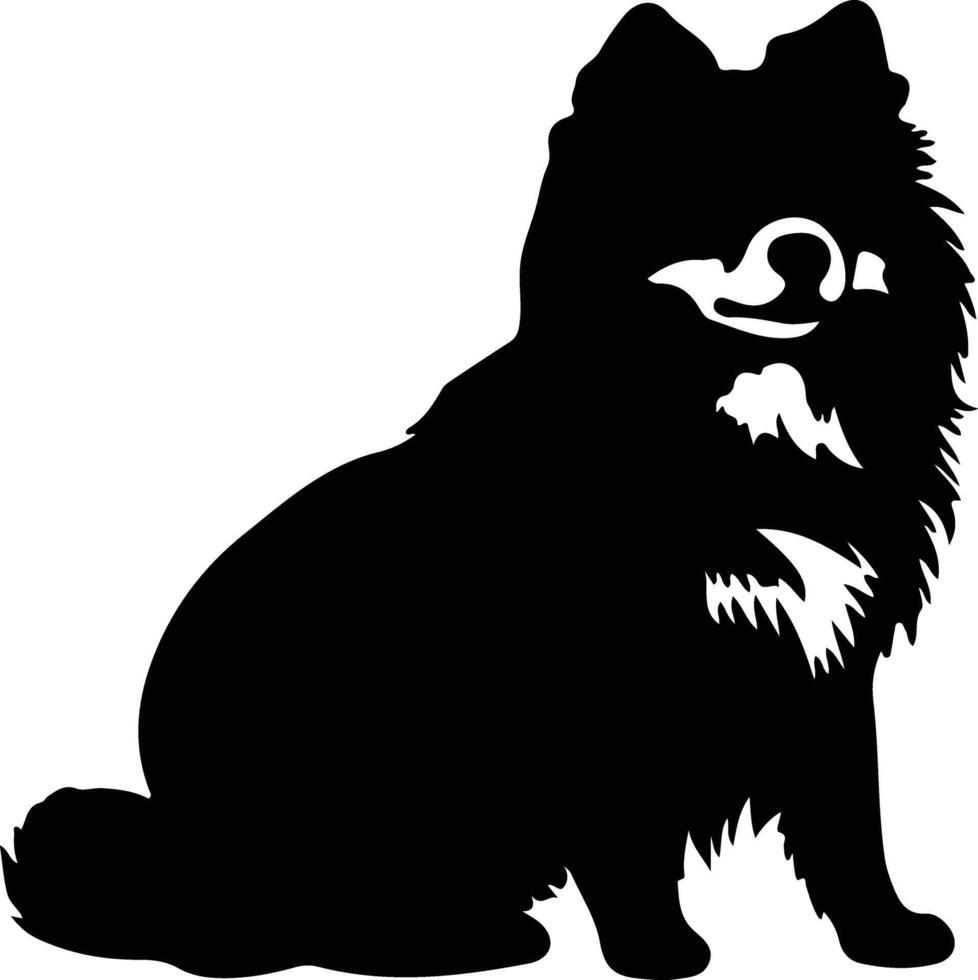 finlandés perro lapphund negro silueta vector