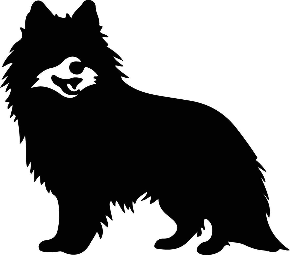 japonés perro de Pomerania silueta retrato vector