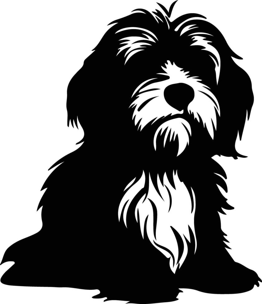 Tibetan Terrier   black silhouette vector