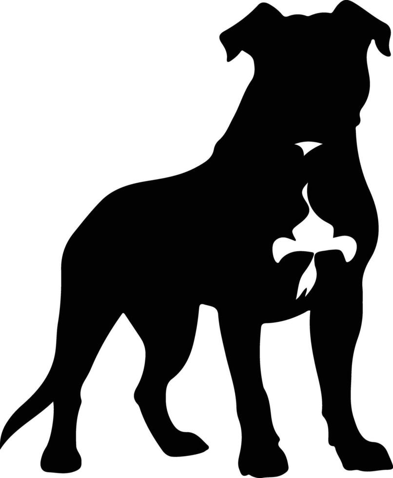 American Staffordshire Terrier    black silhouette vector