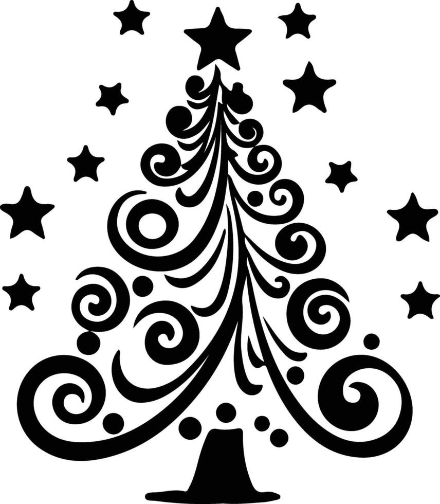 Christmas tree black silhouette vector