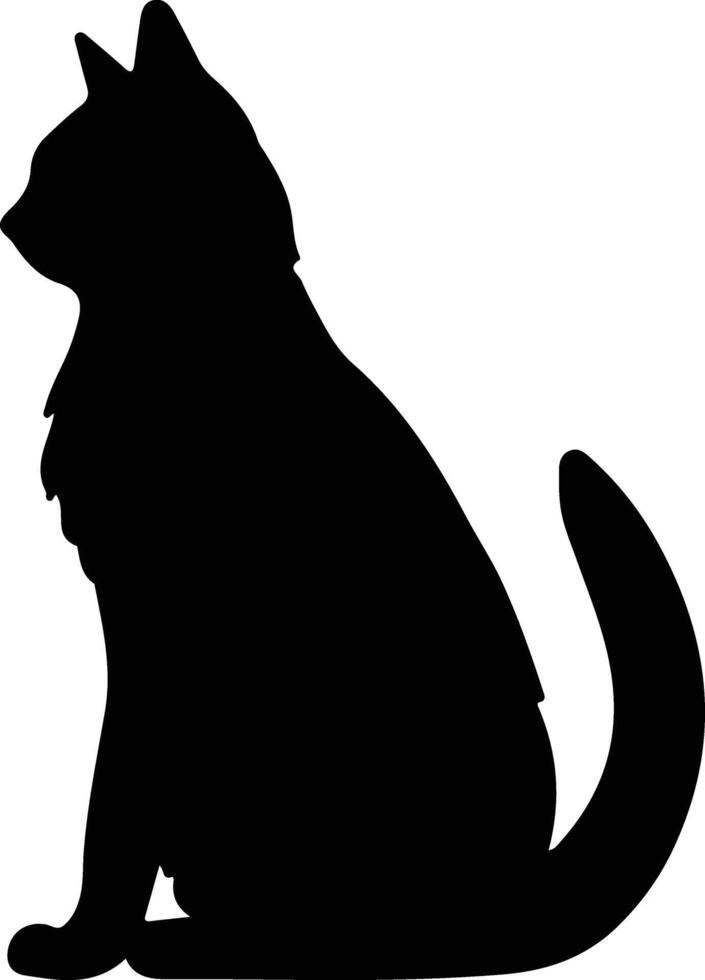 Cymric Cat  black silhouette vector