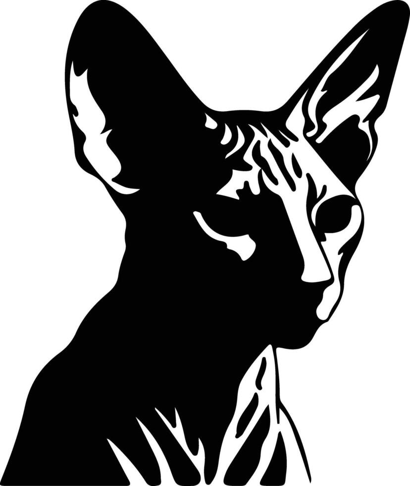 Donskoy Don Sphynx Cat  black silhouette vector