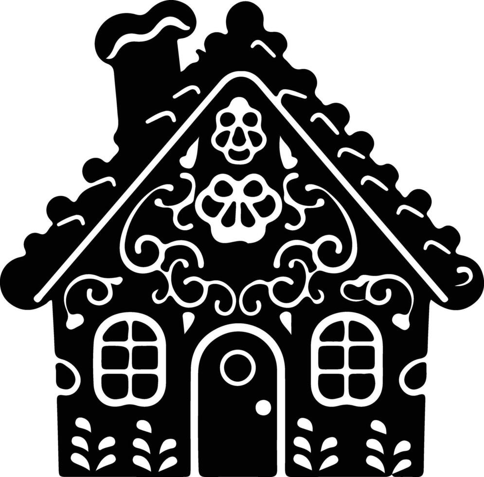 Gingerbread house  black silhouette vector