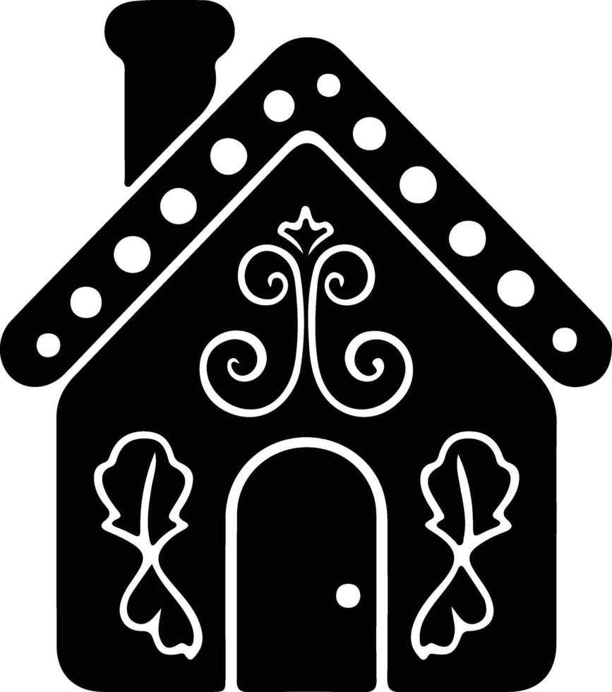 Gingerbread house  black silhouette vector