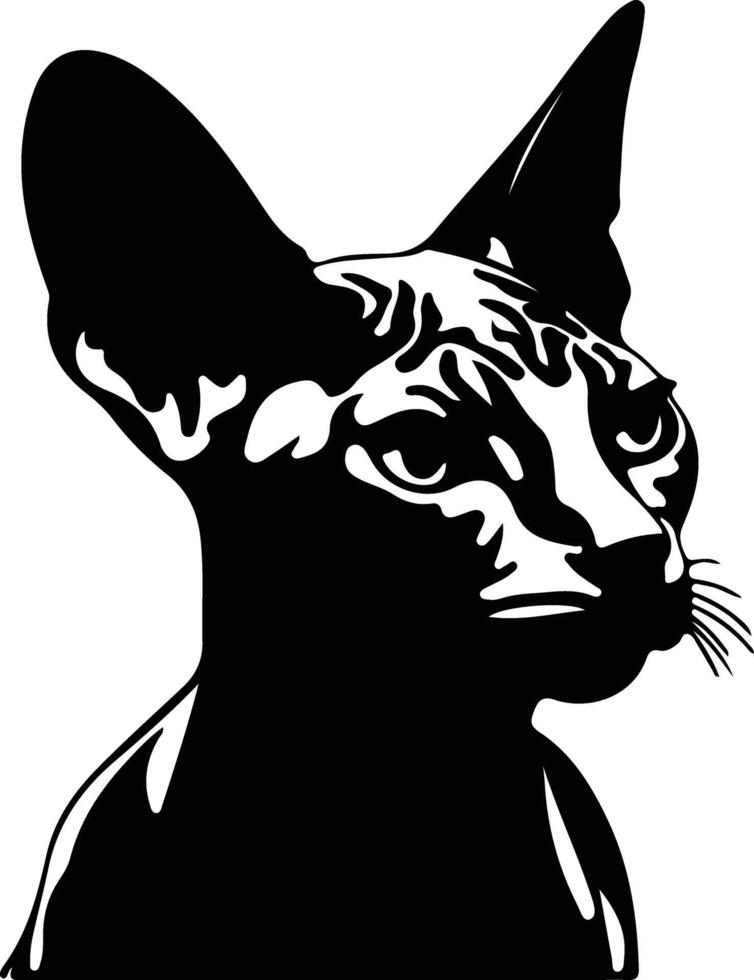 Donskoy Don Sphynx Cat  black silhouette vector