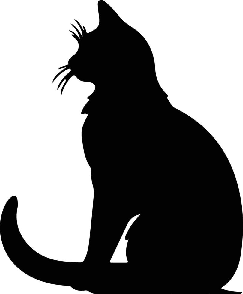 lengua de la isla de Man gato negro silueta vector