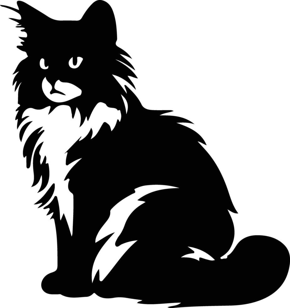 muñeca de trapo gato negro silueta vector