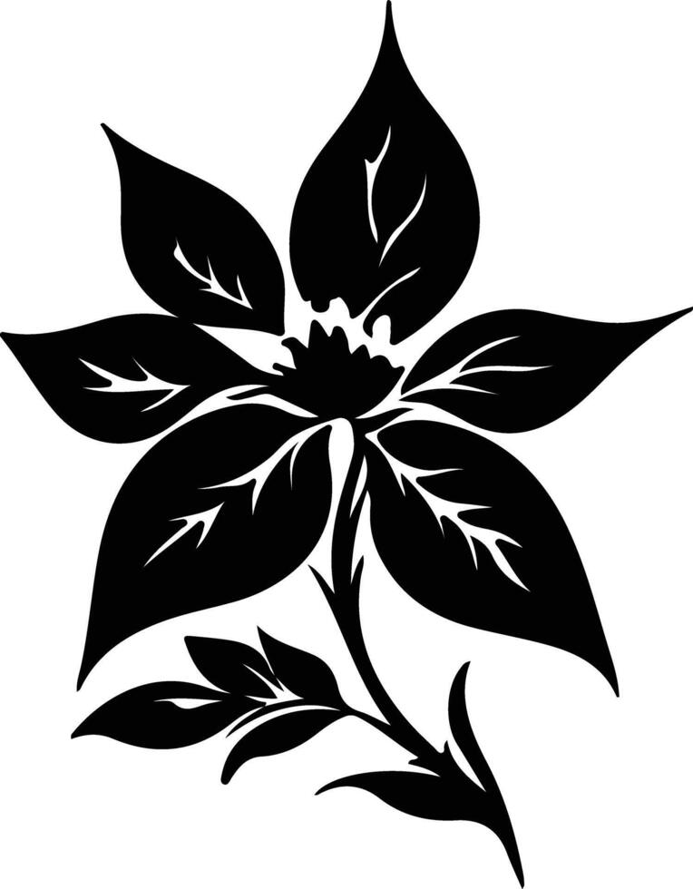 flor de pascua planta negro silueta vector