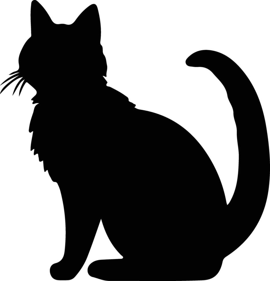 Japanese Bobtail Cat  black silhouette vector