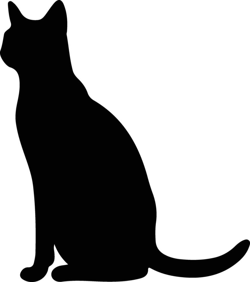 Russian Blue Cat  black silhouette vector