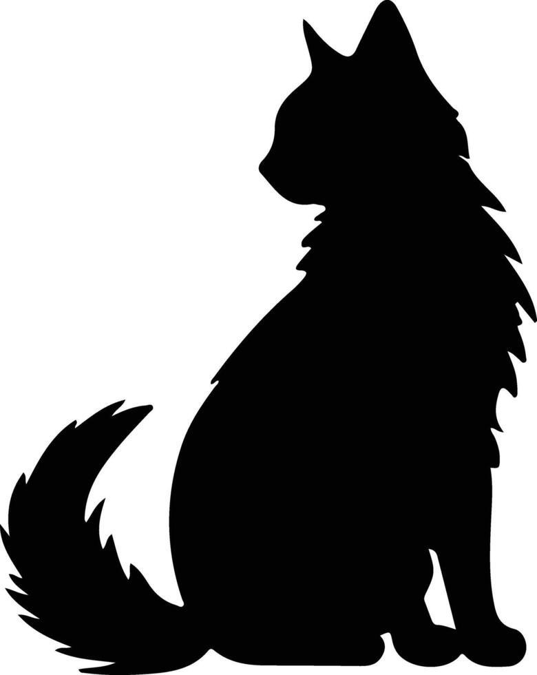 Turkish Angora Cat  black silhouette vector