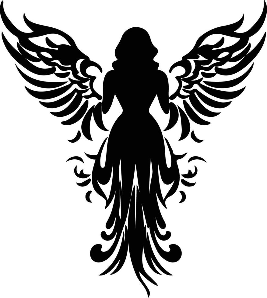 Angel black silhouette vector