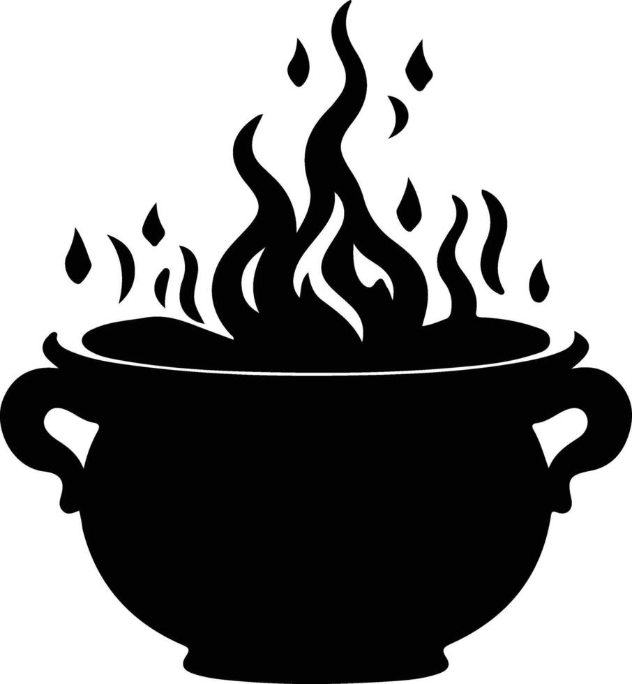 Black cauldron  black silhouette vector