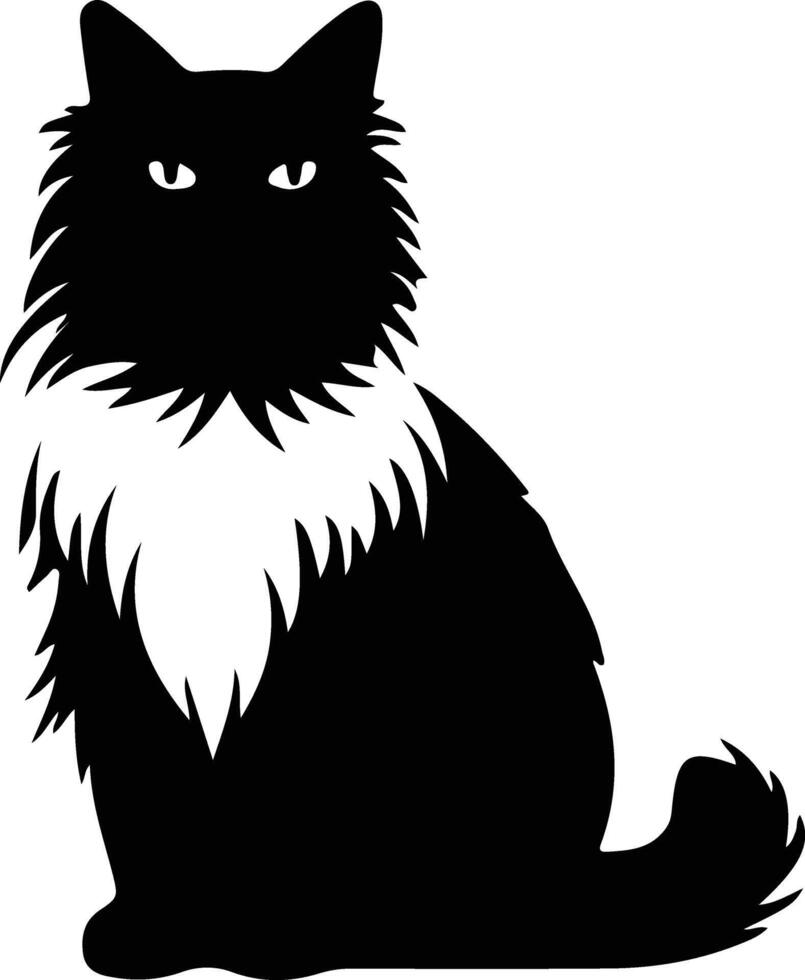 Birman Cat  black silhouette vector