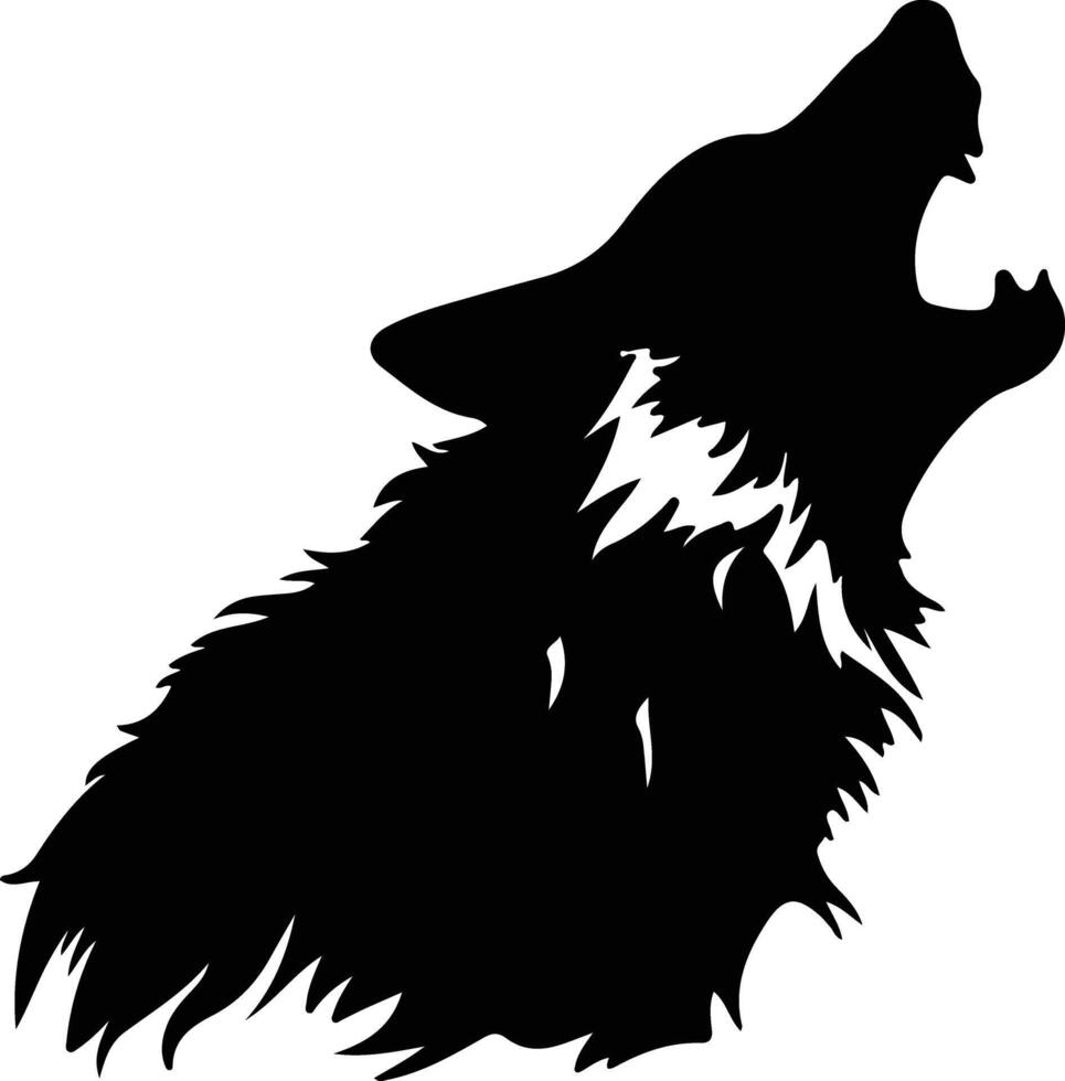 hombre-lobo aullido negro silueta vector