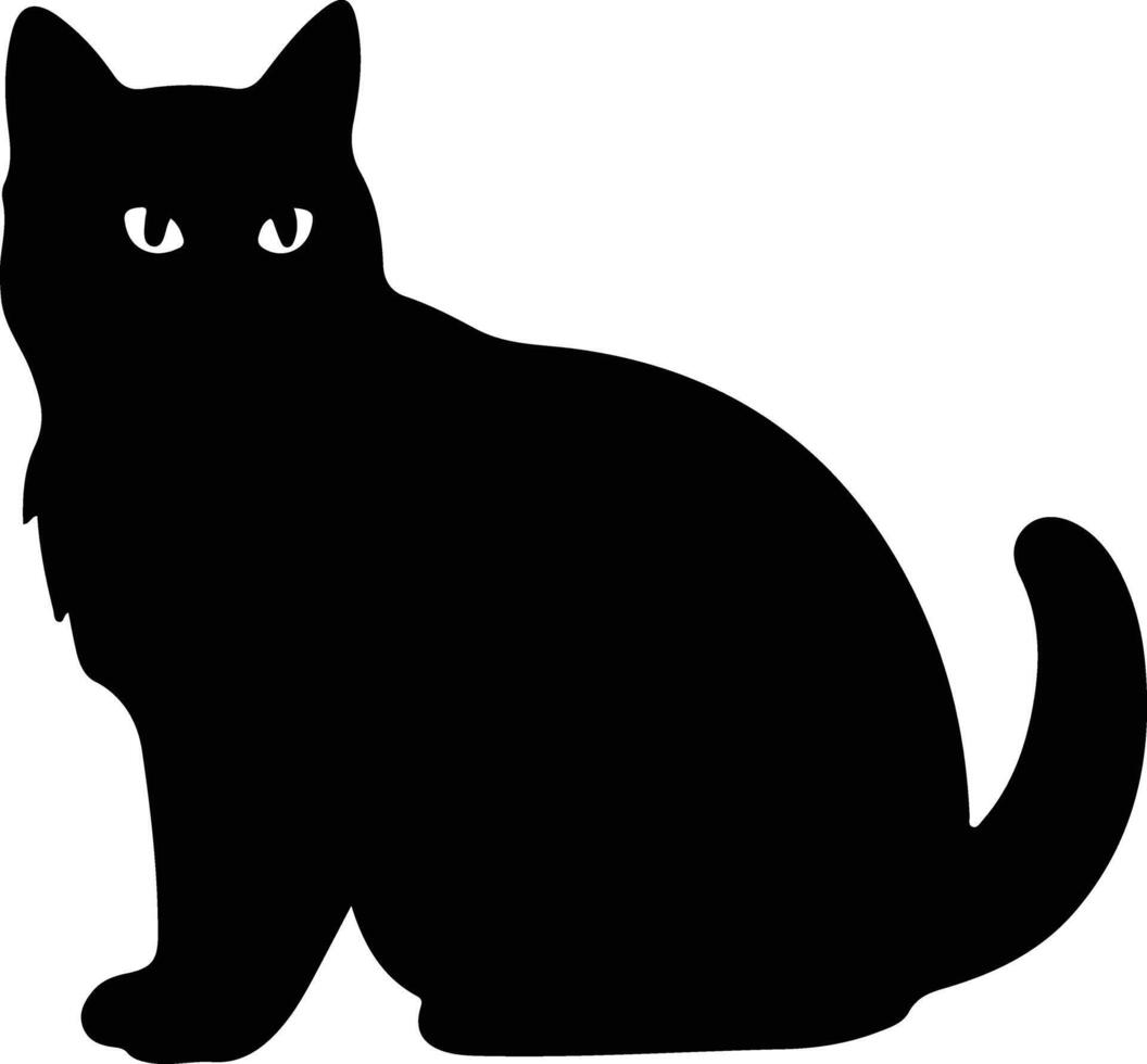 British Shorthair Cat  black silhouette vector