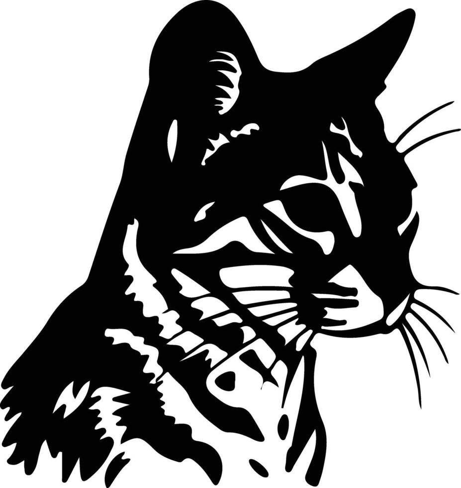 Rusty-spotted Cat  silhouette portrait vector