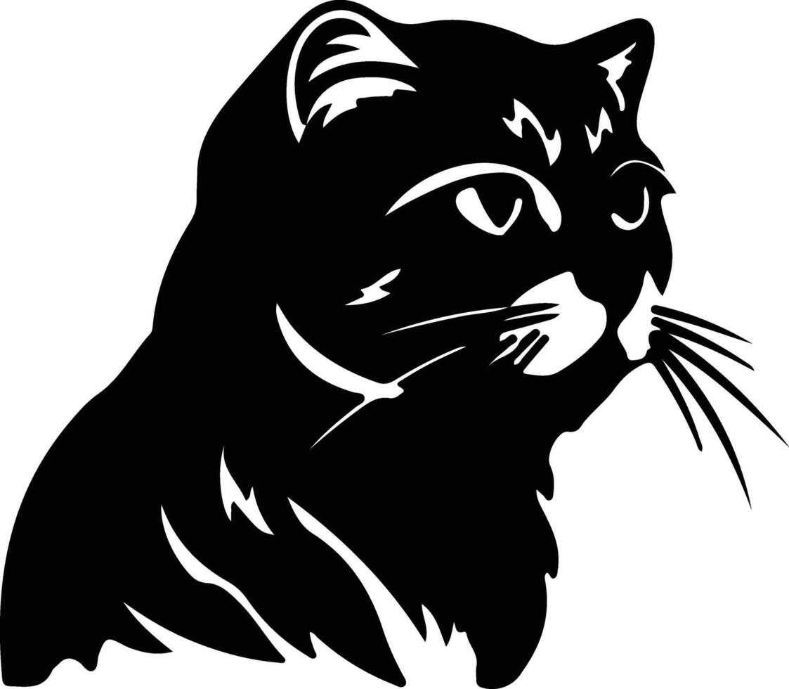 Scottish Fold Cat  silhouette portrait vector