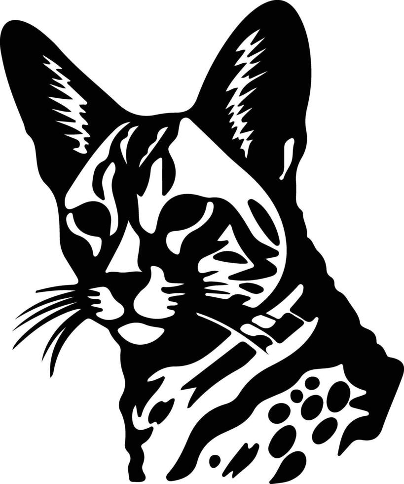 Savannah Cat  silhouette portrait vector