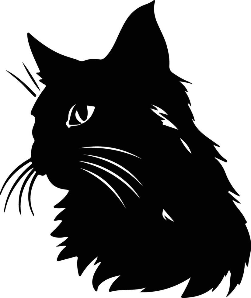 Mekong Bobtail Cat  silhouette portrait vector