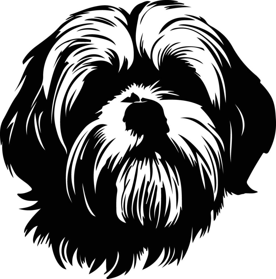 lhasa apso silueta retrato vector