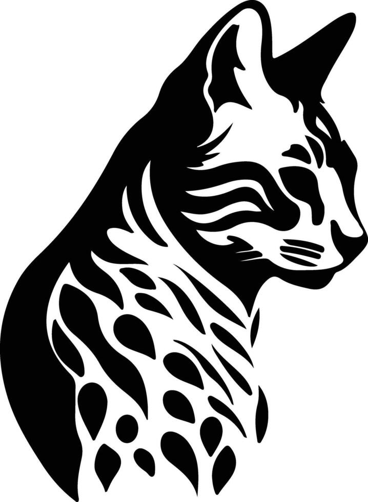 Ocicat Cat  silhouette portrait vector