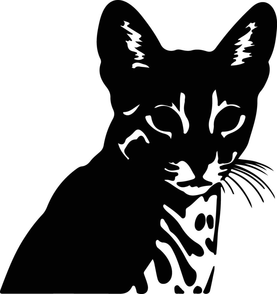 Ocicat Cat  silhouette portrait vector