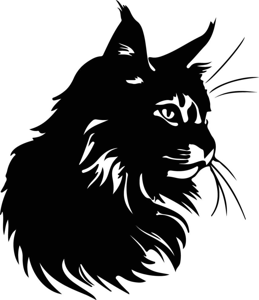 Maine Coon Cat  silhouette portrait vector