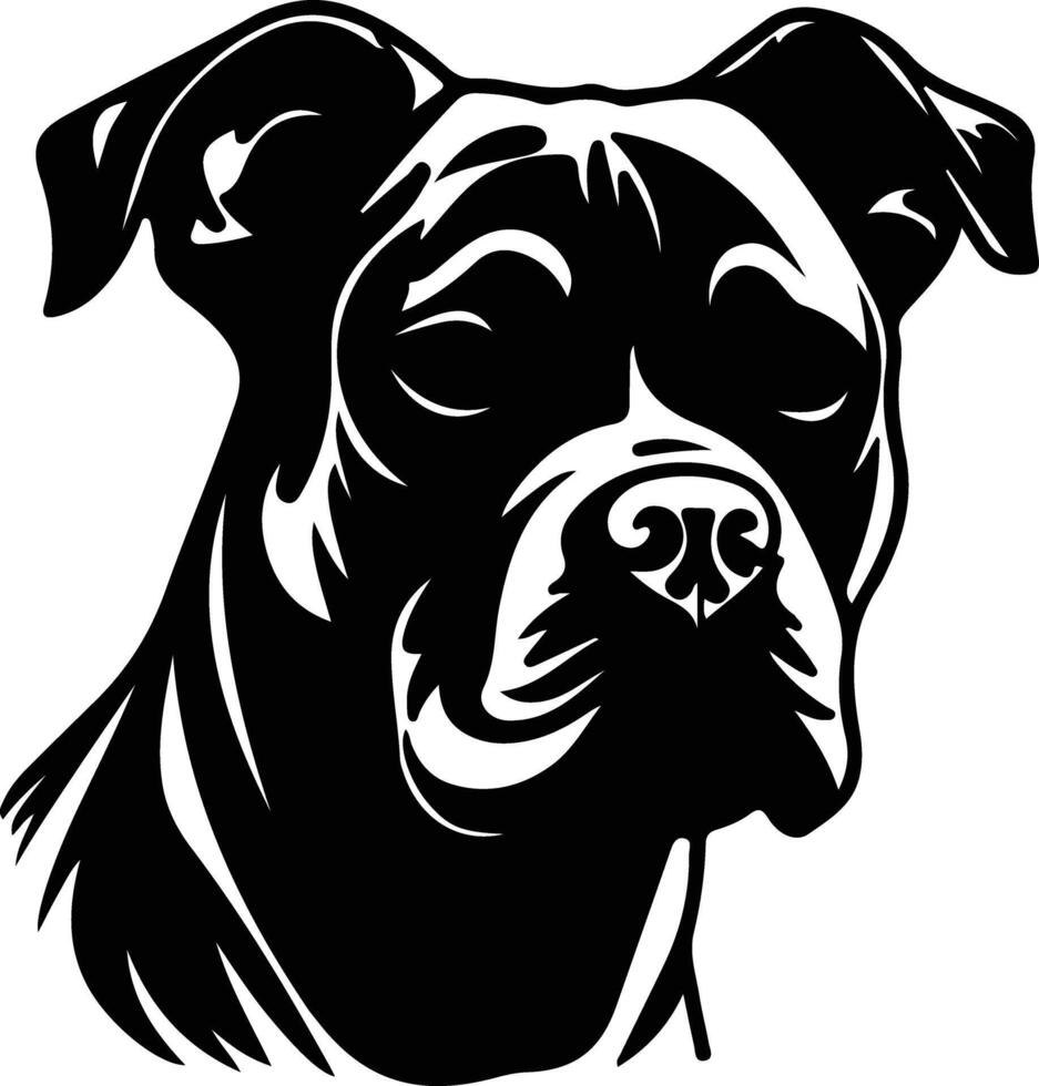 Staffordshire toro terrier silueta retrato vector