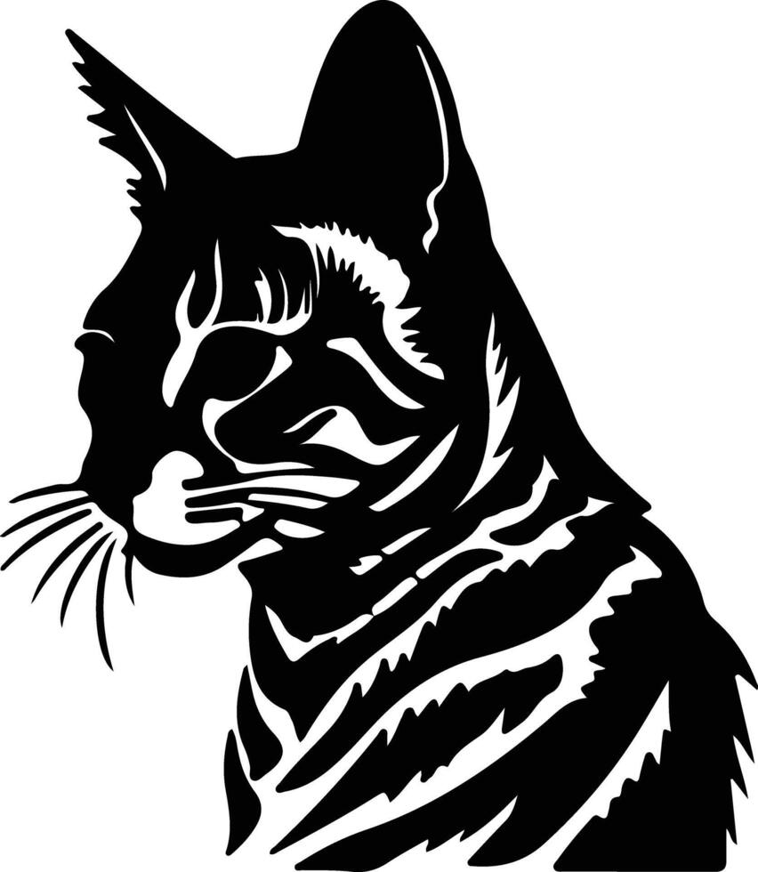 Toyger Cat  silhouette portrait vector