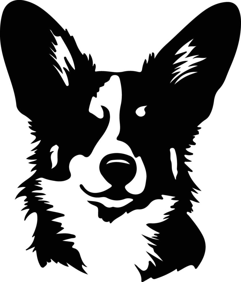 cárdigan galés corgi silueta retrato vector