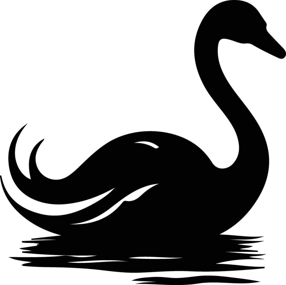 black swan  silhouette portrait vector