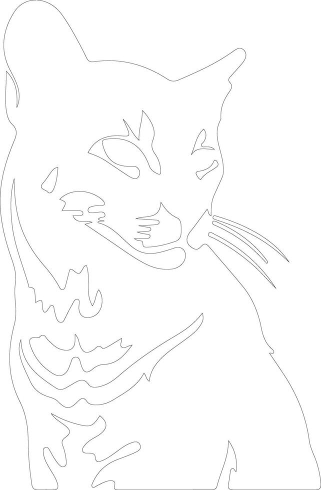African wild cat  outline silhouette vector