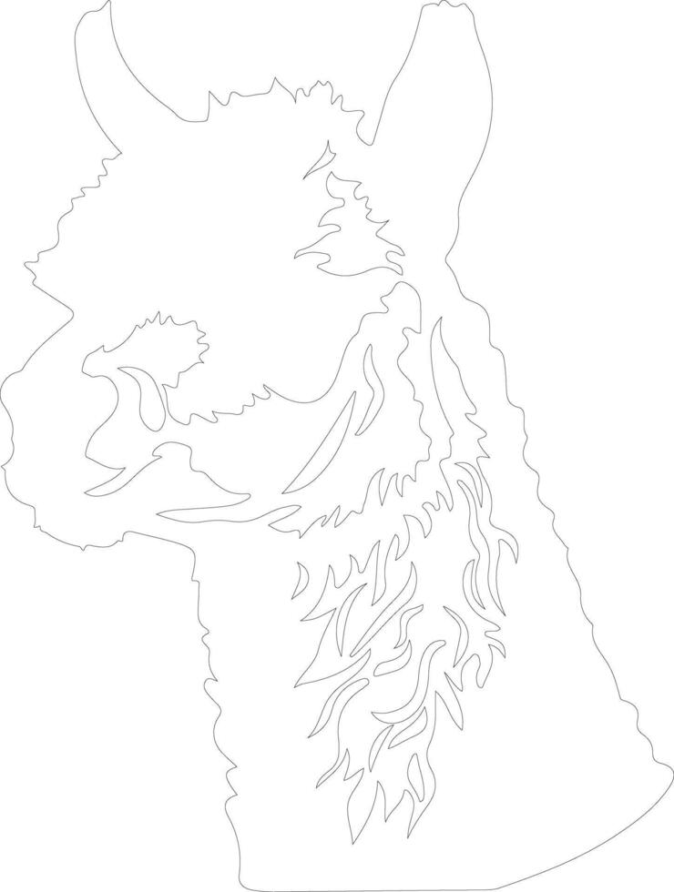 alpaca outline silhouette vector