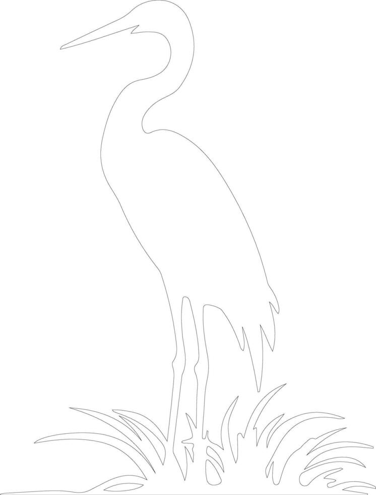 great egret outline silhouette vector